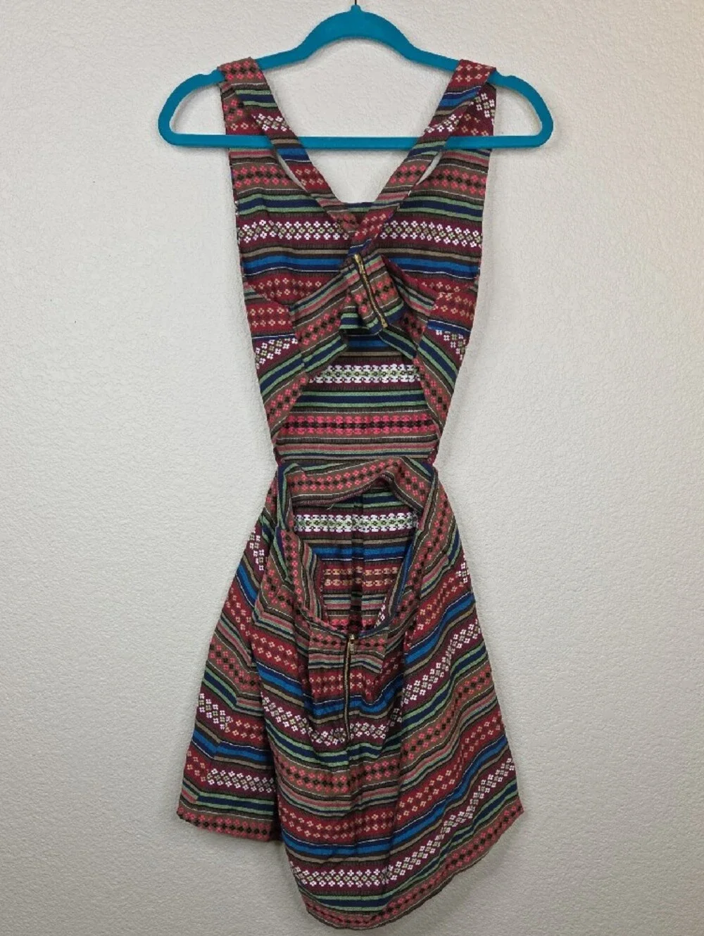 Striped Multicolor Fit & Flare Dress - Red Pattern